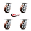 Service Caster 6 Inch Heavy Duty Polyurethane Caster Set with Ball Bearings SCC, 4PK SCC-35S620-PPUB-4